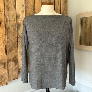 Velvet by‎ Graham and Spencer Raw Hem Boat Neck Micro Striped Sweater Size XS